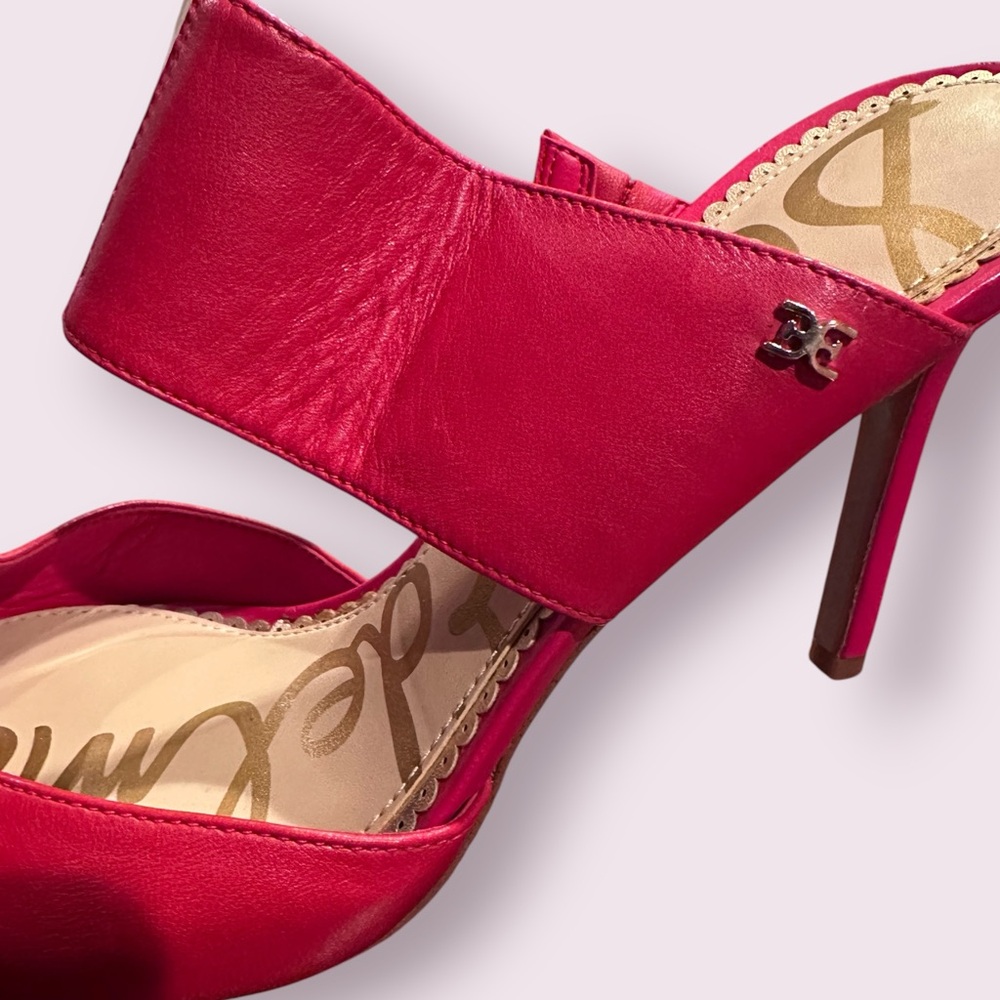 Sam Edelman Red Pointed-Toe Hope Heels with Clear Strap Size 9.5 - Picture 5 of 12